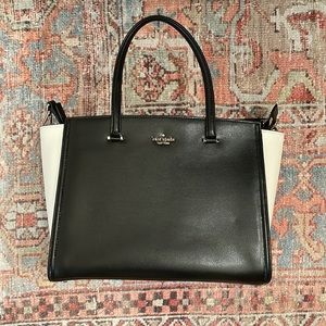 Kate Spade- Geraldine Satchel Purse white black leather zipper, Never Used